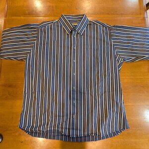 Vintage Burberry London Shirt Mens XL Blue Brown Stripe USA Made Long Sleeve EUC